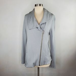 HELMUT LANG Gray Asymmetrical Zip Front Jacket L EUC